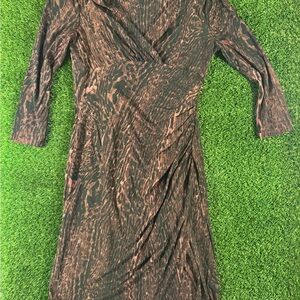 Lauren Ralph Lauren Black and Brown Long Sleeve Dress